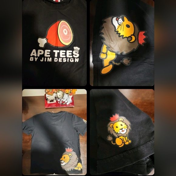 Ape Tees Jim Design Black T Shirt Lion Mens XL **has Minor Defect SEE Descr - Picture 7 of 8